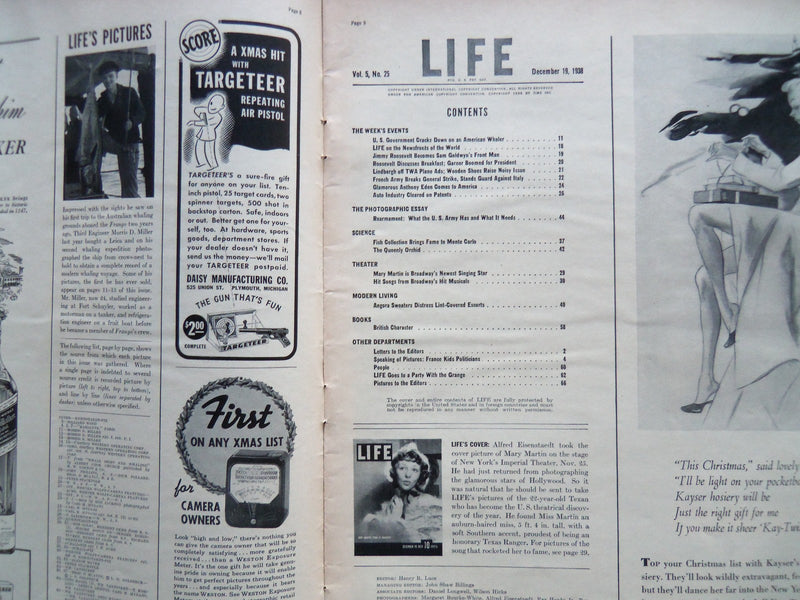 1938 DECEMBER 19 LIFE MAGAZINE - MARY MARTIN: TEXAS TO BROADWAY - L 109