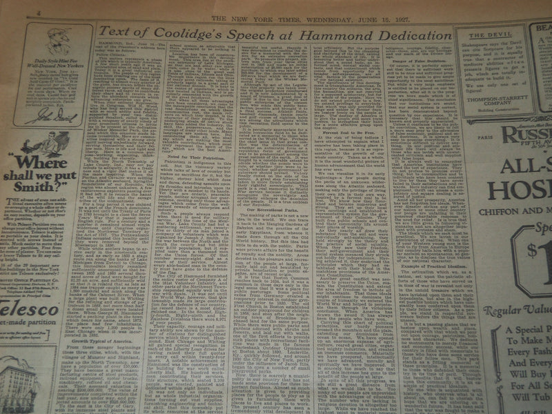 1927 JUNE 15 NEW YORK TIMES - LINDBERGH A TENANT FOR SPIN IN THE AIR - NT 7523