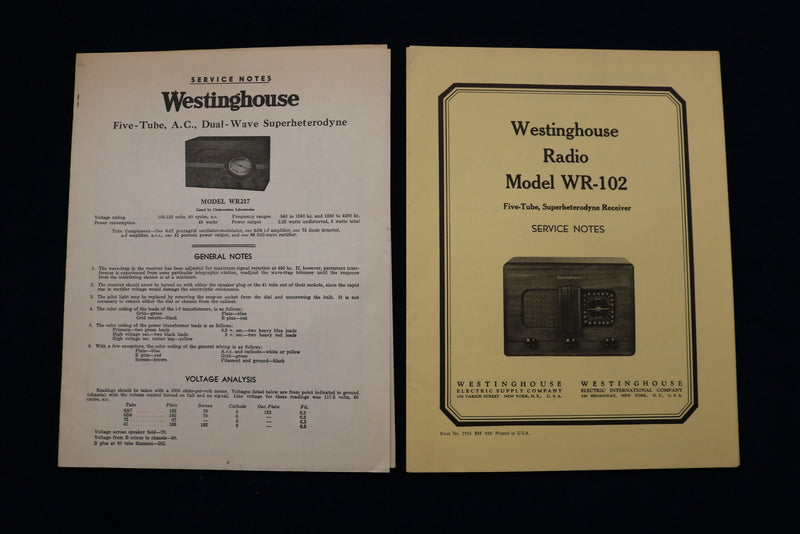 1950'S WESTINGHOUSE RADIO SERVICE NOTES - LOT OF 10 - K 762