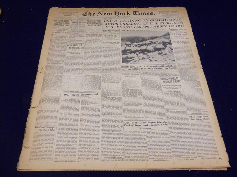 1942 OCTOBER 15 NEW YORK TIMES - FOE IS LANDING ON GUADALCANAL - NT 986