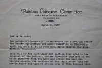 1937 APRIL 9 PAINTERS LICENSE COMMITTEE LETTER - MILWAUKEE, WISCONSIN - K 2493
