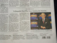2020 NOV 9 N.Y. TIMES - BIDEN TURNS ATTENTION TO TRANSITION - ALEX TREBEK DIED