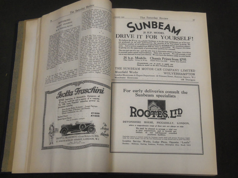 1927 SATURDAY REVIEW 2 BOUND VOLUMES - COMPLETE YR- PUBLISHED IN LONDON - R 1130