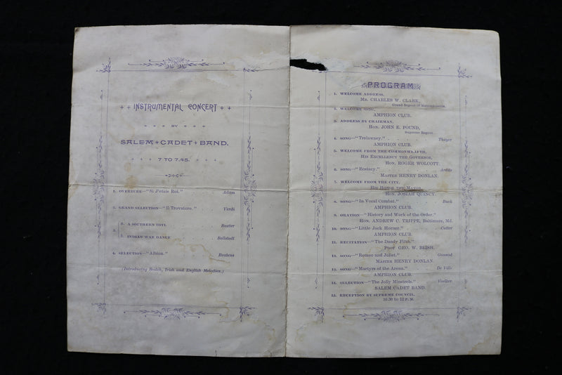 1897 MAY 20 MECHANICS HALL - ROYAL ARCANUM 20TH ANNIVERSARY PROGRAM - K 1785