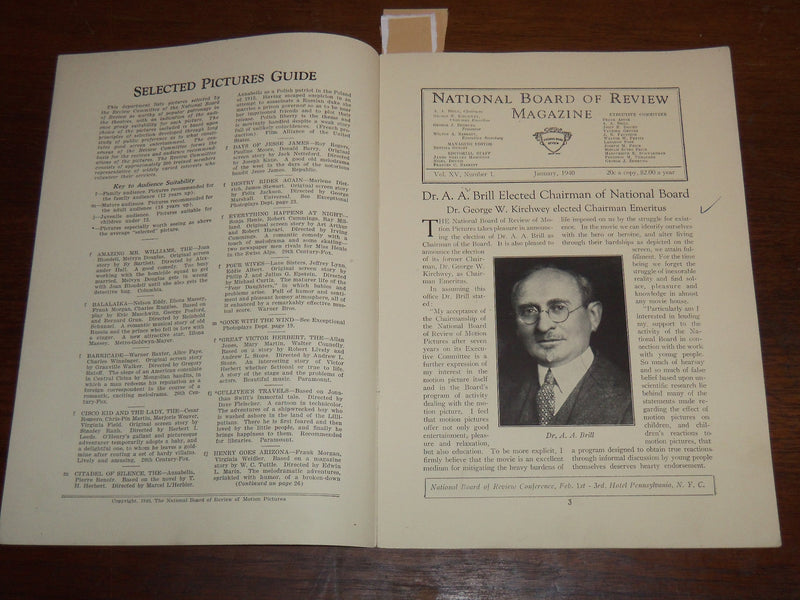 1940 JANUARY NATIONAL BOARD OF REVIEW MAGAZINE - CLARK GABLE & LEIGH - K 1147