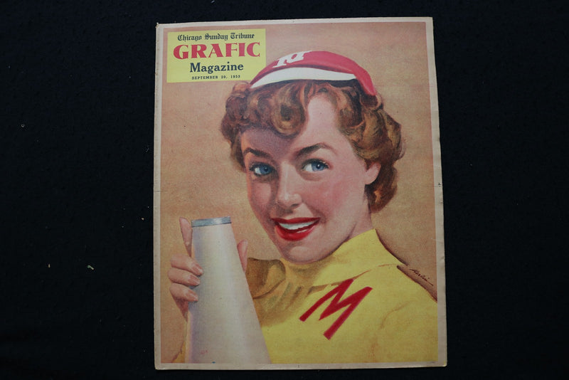 1953 SEPTEMBER 20 CHICAGO SUNDAY TRIBUNE MAGAZINE - CHEERLEADER COVER - E 26346