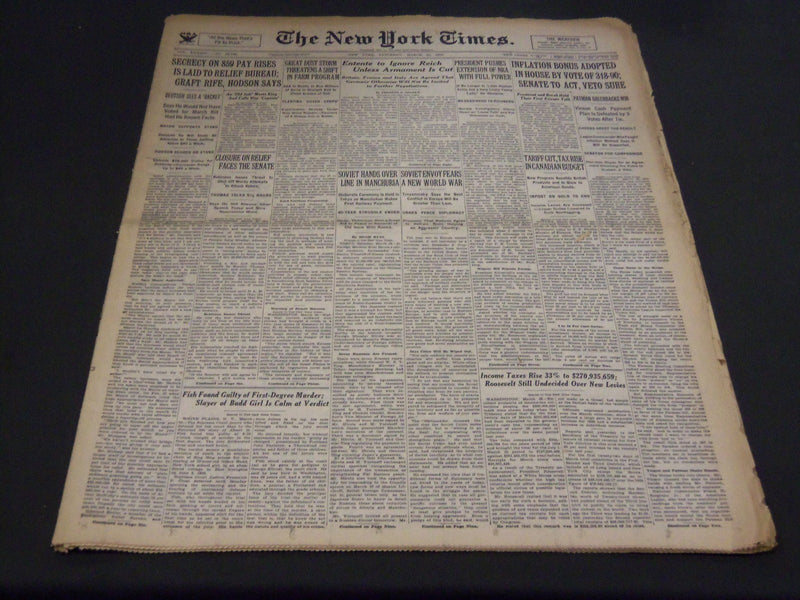 1935 MARCH 23 NEW YORK TIMES - GREAT DUST STORM THREATENS FARM PROGRAM - NT 4927