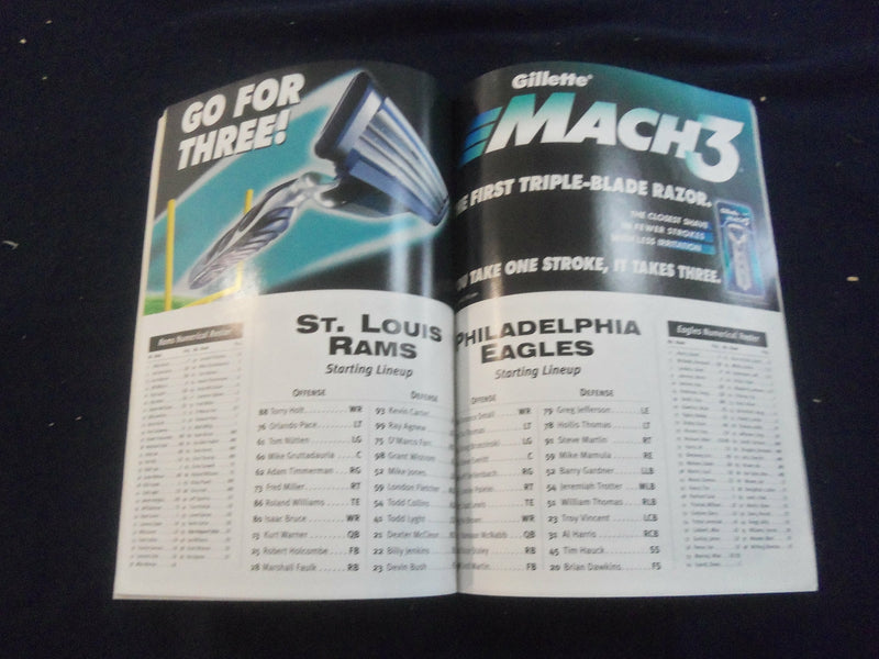 2000 JAN 2 NFL INSIDER MAGAZINE- PHILADELPHIA EAGLES VS ST. LOUIS RAMS- ST 2968S