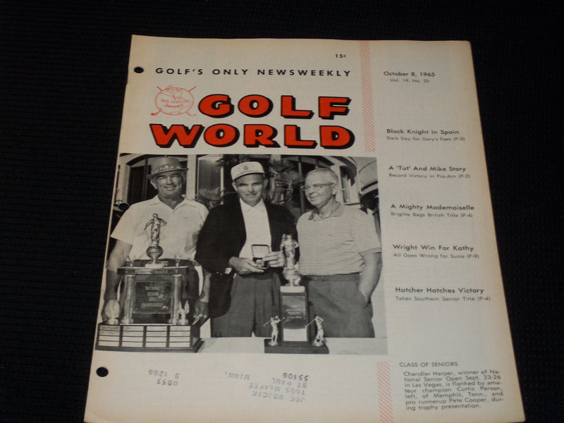 1965 OCTOBER 8 GOLF WORLD MAGAZINE - HARPER & PERSON FRONT COVER - E 7350