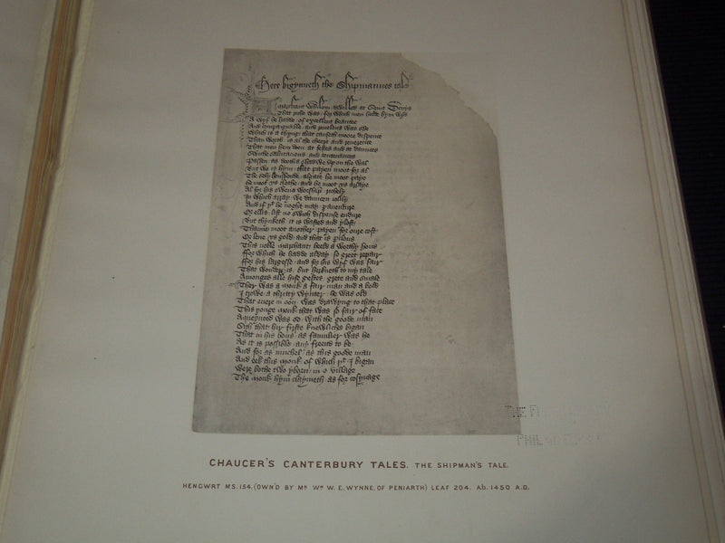 1877 AUTOTYPES OF CHAUCER MANUSCRIPTS VOLUME - NICE PLATES - Z 237