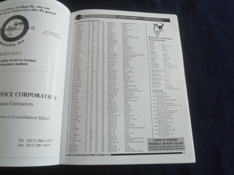 2005 SEP 3 FOOTBALL PROGRAM - NORTHEASTERN UNIV VS GEORGIA SOUTHERN - SP 1217M
