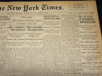 1915 JANUARY 16 NEW YORK TIMES - EARTHQUAKE TOLL NOW OVER 25,000 - NT 7824