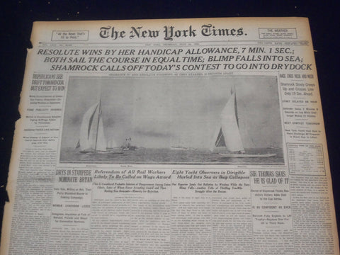 1920 JULY 22 NEW YORK TIMES - RESOLUTED WINS BY 7 MINUTES, 1 SECOND - NT 9341