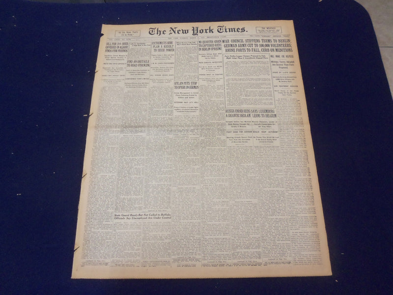 1919 MARCH 11 NEW YORK TIMES - WAR COUNCIL STIFFENS TERMS TO BERLIN - NT 9271