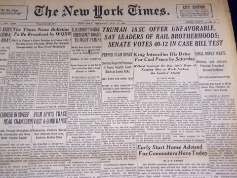 1946 MAY 23 NEW YORK TIMES - KRUG INTENSIFIES DRIVE FOR COAL PEACE - NT 3253