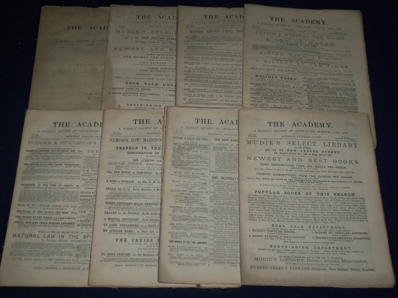 1887 THE ACADEMY WEEKLY REVIEW OF LITERATURE LOT OF 52 COMPLETE - LONDON - O 1