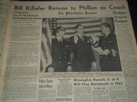 1941 DEC 11 PHILADELPHIA INQUIRER NEWSPAPER - JAP BATTLE SHIP ON FIRE - NT 7510