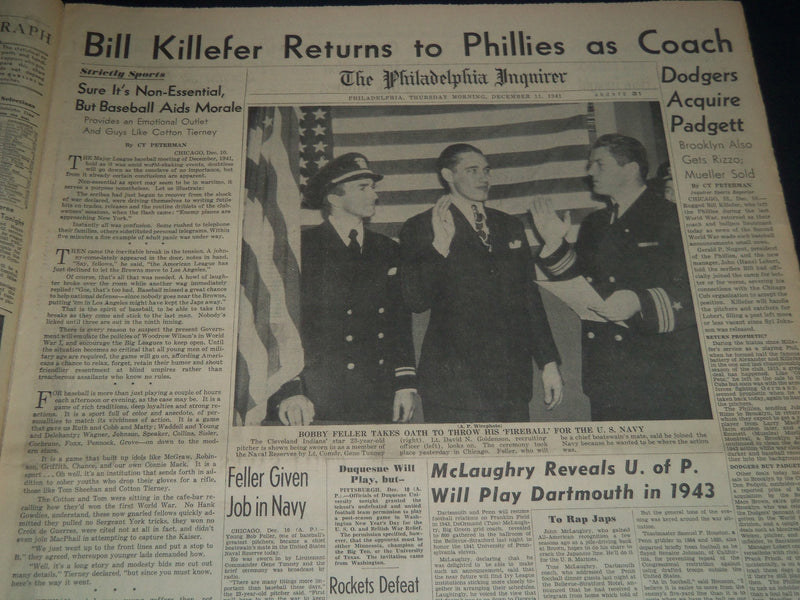 1941 DEC 11 PHILADELPHIA INQUIRER NEWSPAPER - JAP BATTLE SHIP ON FIRE - NT 7510