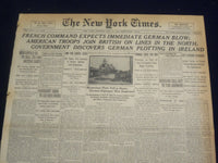 1918 MAY 18 NEW YORK TIMES - AMERICAN TROOPS JOIN BRITISH - NT 8196