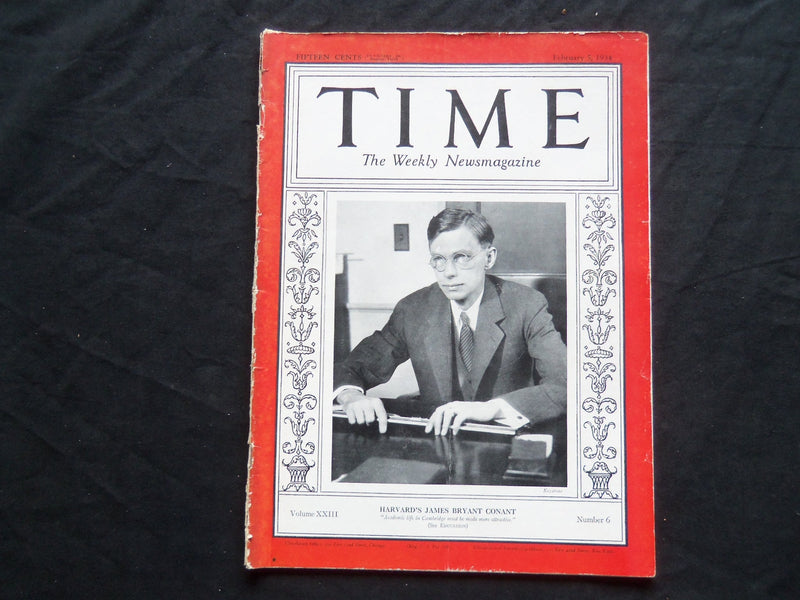 1934 FEBRUARY 5 TIME MAGAZINE - HARVARD'S JAMES BRYANT CONANT - T 408