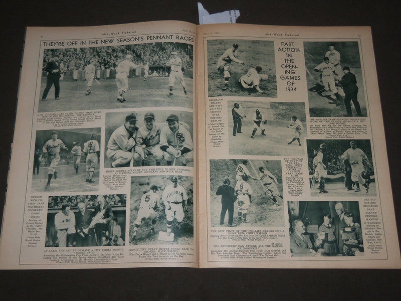 1934 APRIL 28 NY TIMES MID-WEEK PICTORIAL MAGAZINE - BASEBALL PHOTOS - NP 2934