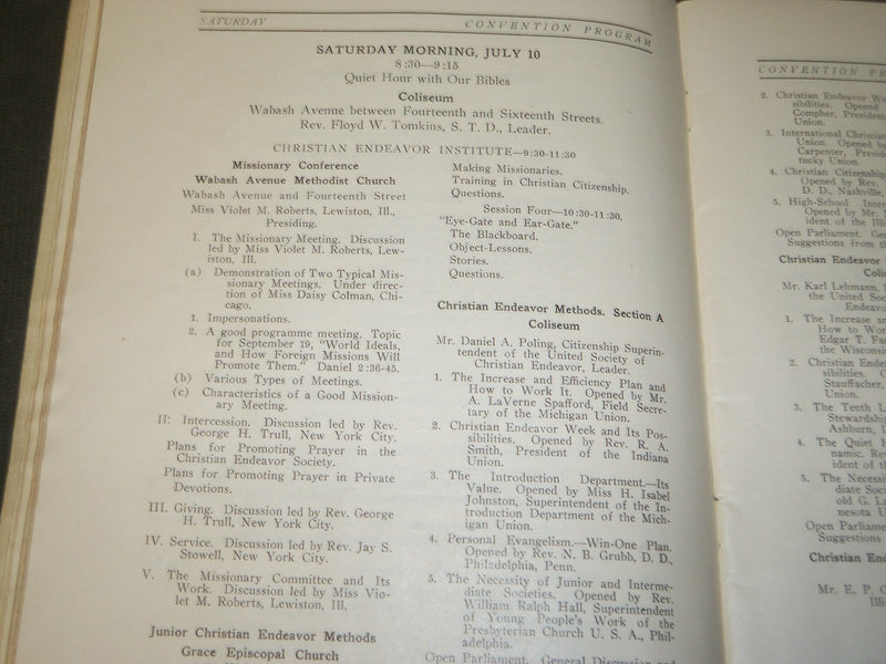 1915 CHRISTIAN ENDEAVOR CONVENTION OFFICIAL PROGRAM - J 3577