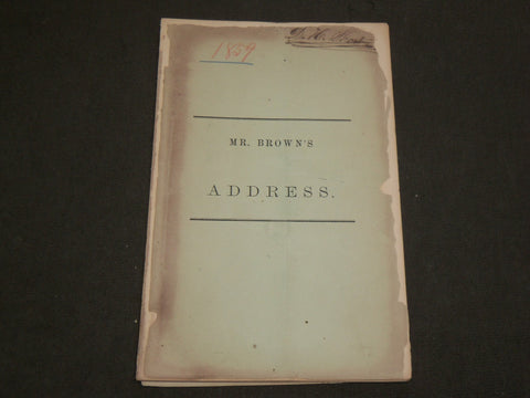1859 MR. BROWN'S ADDRESS AT TRINITY COLLEGE BOOK - HARTFORD - J 6220