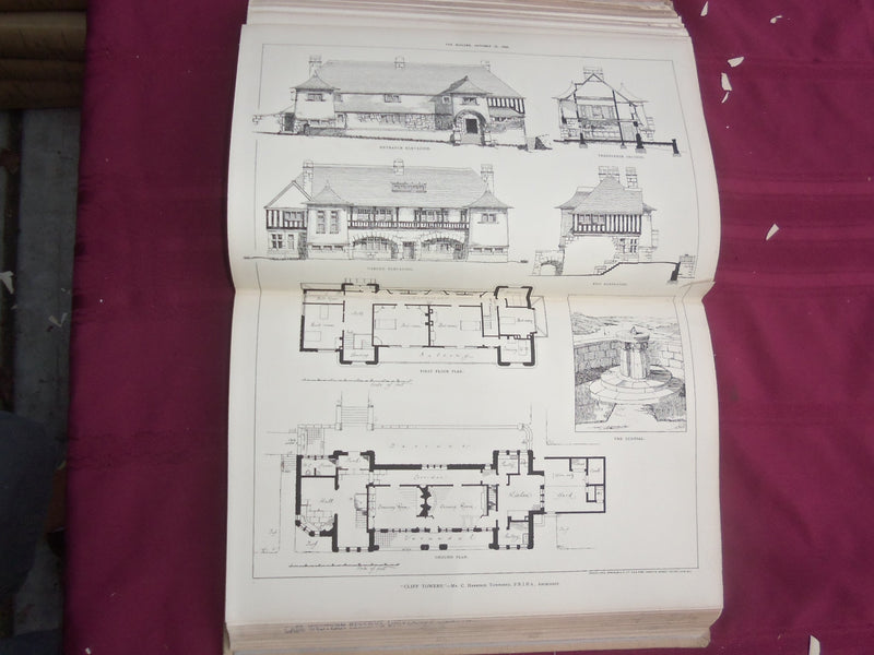 1898 JAN-DEC THE BUILDER U. K. MAGAZINE BOUND VOLUMES - 2 VOLS - FOLD OUTS - C 4
