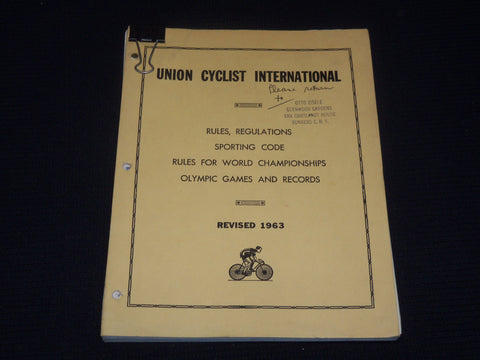 1963 UNION CYCLIST INTERNATIONAL RULES & REGULATIONS - PARIS CONGRESS - KD 5293K