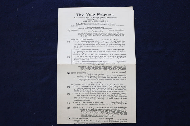 1916 OCTOBER 21 THE YALE PAGEANT PROGRAM - YALE BOWL - K 1671