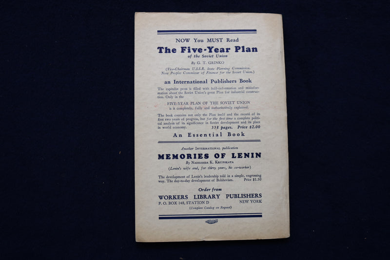 1930 NOVEMBER-DECEMBER THE COMMUNIST MONTHLY PERIODICAL - K 475