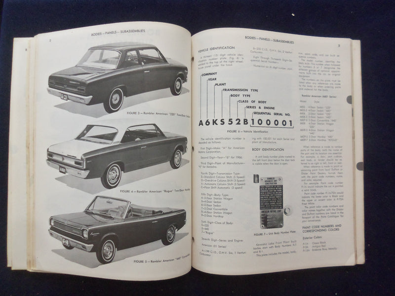 1966 RAMBLER AMERICAN TECHNICAL SERIVCE MANUL - SOFTCOVER MANUAL - KD 8880