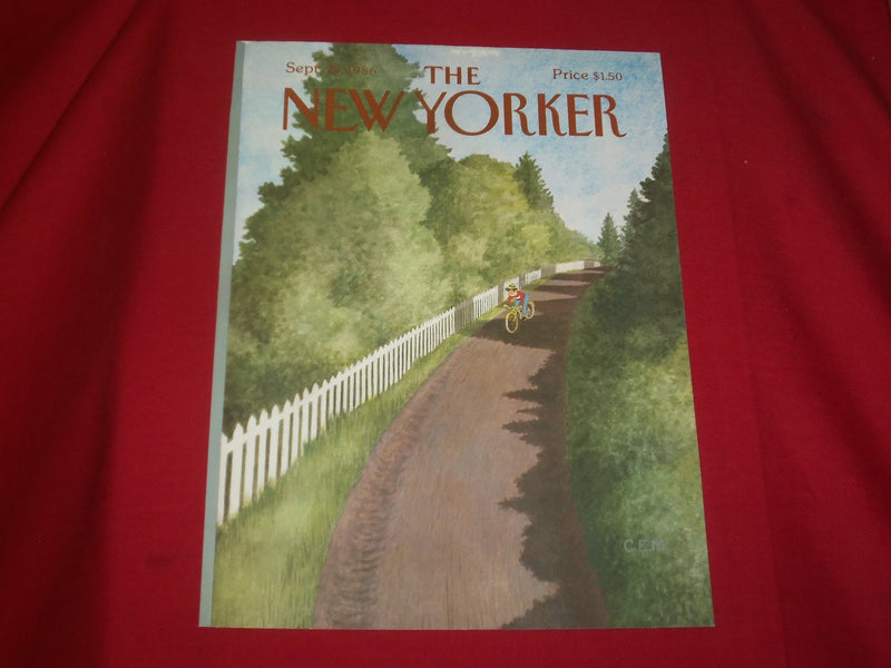 1986 SEPTEMBER 29 NEW YORKER MAGAZINE FRONT COVER ONLY - GREAT ART FOR FRAMING