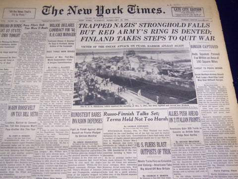 1944 FEBRUARY 15 NEW YORK TIMES - NAZIS STRONGHOLD FALLS - NT 3731