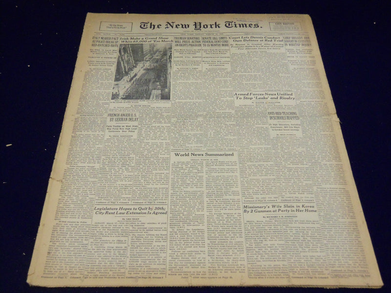 1949 MAR 18 NEW YORK TIMES - ANTI-RED TEACHING IN SCHOOLS MAPPED - NT 2662