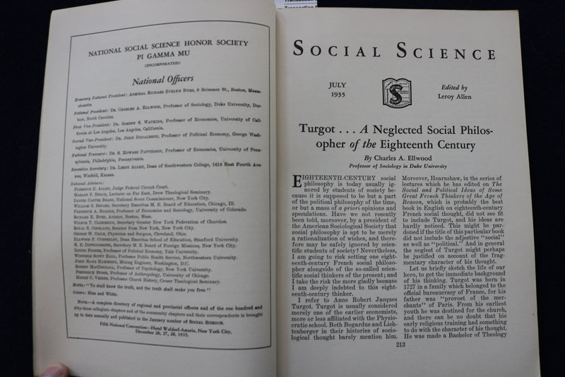 1935 JULY SOCIAL SCIENCE QUARTERLY SOFTCOVER BOOK - K 1453