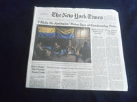 2022 MARCH 29 NEW YORK TIMES - 'NO APOLOGIES,' BIDEN SAYS OF CONDEMNING PUTIN