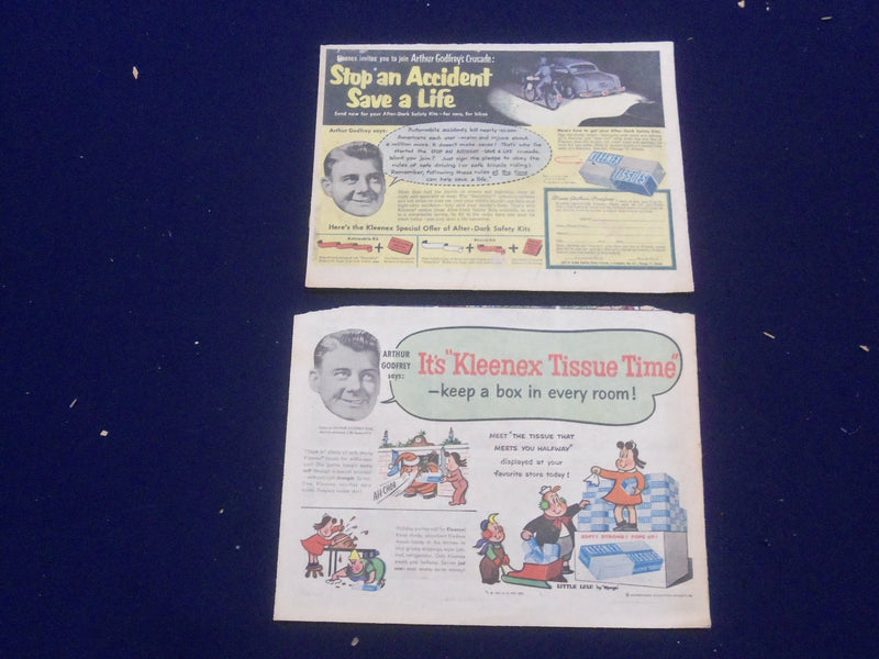 1950'S ARTHUR GODFREY KLEENEX COLOR COMICS ADS - LOT OF 2 - NP 5263
