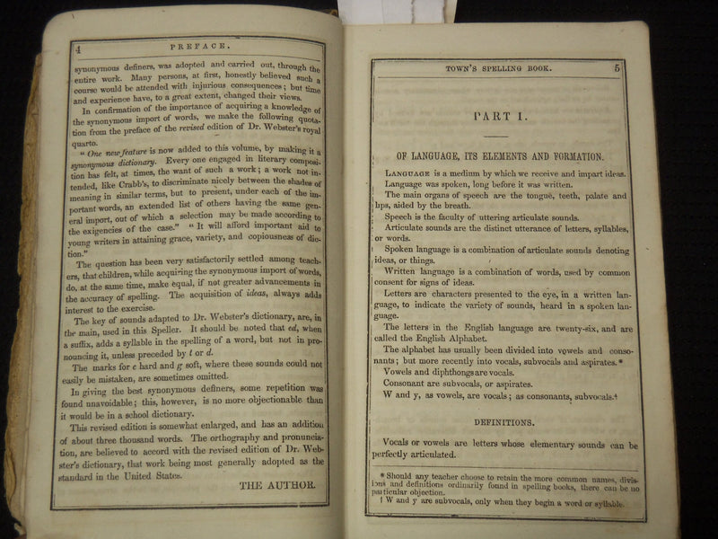 1846-1859 TOWN'S NEW SPELLER AND DEFINER BOOK LOT OF 2 - K 2184