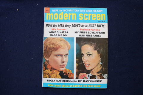 1968 MAY MODERN SCREEN MAGAZINE - MIA FARROW & BARBARA PARKINS COVER - E 18546