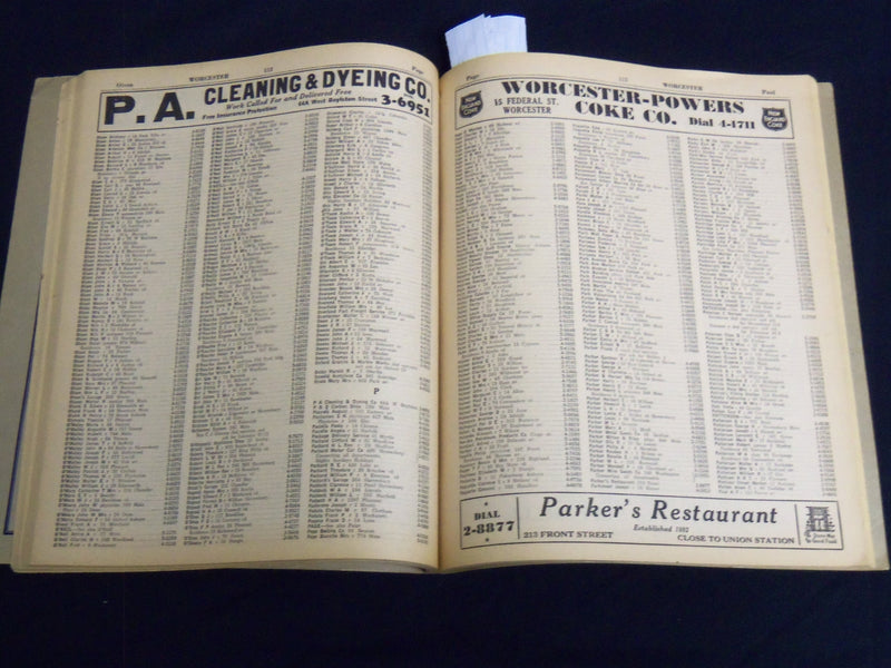 1933 JUNE WORCESTER DISTRICT TELEPHONE DIRECTORY BOOK - J 8804