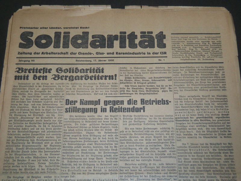 1935-1938 SOLIDARITAT SOLIDARITY NEWSPAPER LOT OF 23 ISSUES - GERMAN - UP 83
