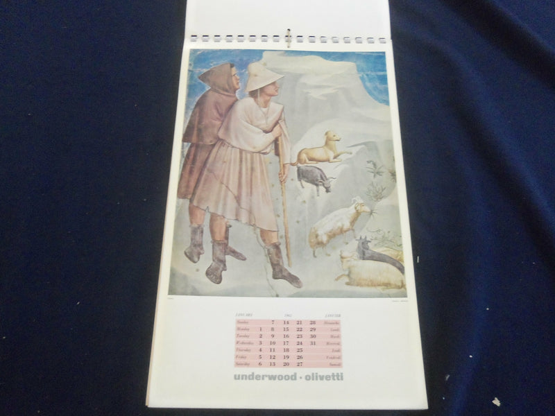 1962 GIOTTO - OLIVETTI UNDERWOOD CALENDAR - GREAT PAINTINGS - ST 2648O