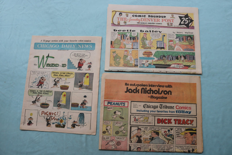 1969-1974 SATURDAY-SUNDAY COLOR COMIC SECTIONS - LOT OF 3 - NP 9175