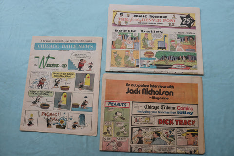 1969-1974 SATURDAY-SUNDAY COLOR COMIC SECTIONS - LOT OF 3 - NP 9175