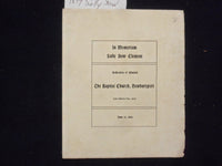 1899 SALLY DOW CLEMENT - DEDICATION OF WINDOW - SOFTCOVER BOOKLET - K 225