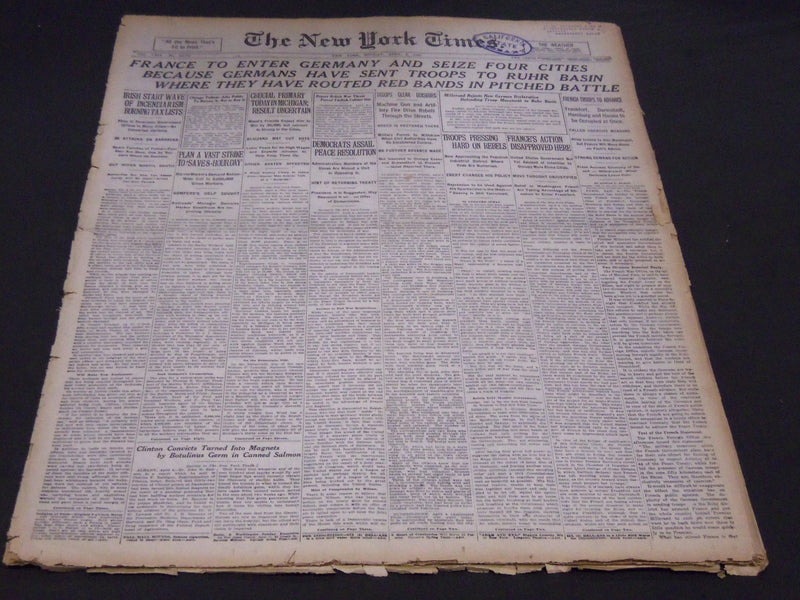 1920 APRIL 5 NEW YORK TIMES - FRANCE TO ENTER GERMANY - NT 5096