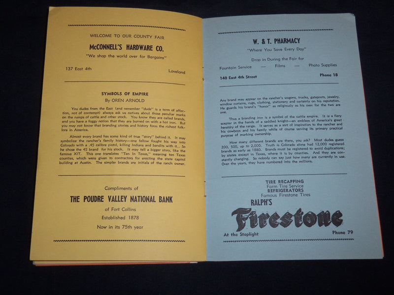 1953 AUGUST 17-18 LARIMER COUNTY RODEO PROGRAM - COLORADO - J 8595