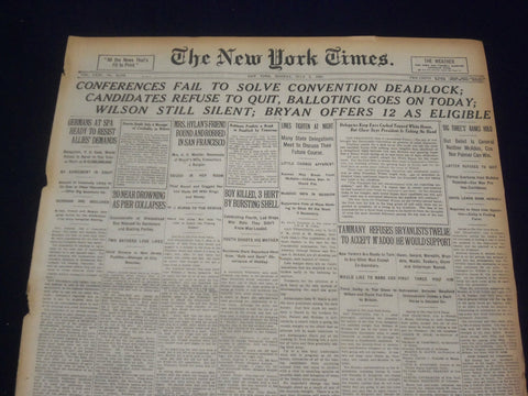 1920 JULY 5 NEW YORK TIMES - CONVENTION DEADLOCKED - NT 9321