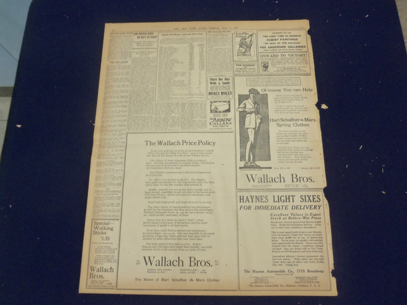 1918 MAY 3 NEW YORK TIMES - FRENCH ADVANCE THEIR LINES - NT 8170
